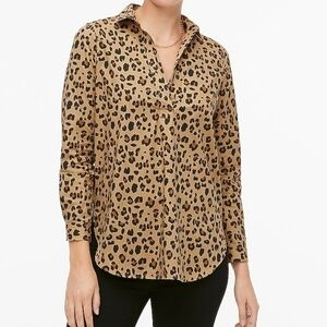 J.crew Factory Leopard Popover Tunic Top